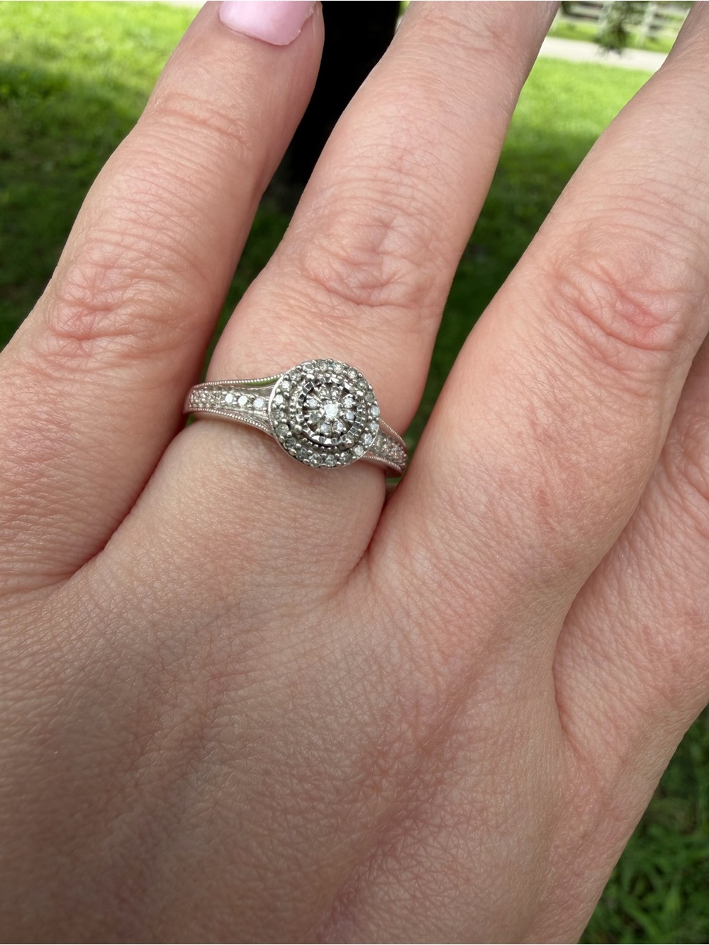 Sterling Silver Diamond Engagement Ring 3/8 CTTW
